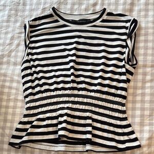 Black and White Striped Women's sleeveless cotton top